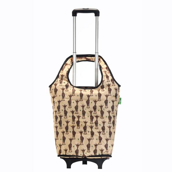 AW04 Beige Giraffes Lightweight Shopping Trolley