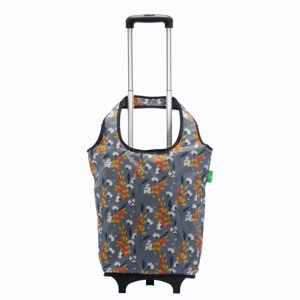 AW05 Grey Flowers Lightweight Shopping Trolley