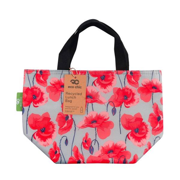 C86 Grey Poppies Lunch Bag x2