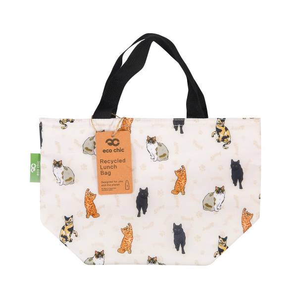 C87 Beige Beloved Cats Lunch Bag x2