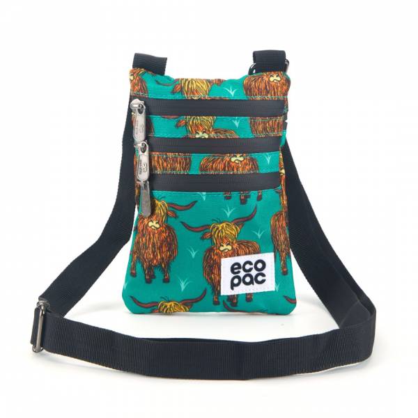 FA1-26 Teal Highland Cow Phone Crossbody Bag