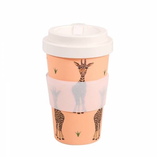 NR52 Beige Giraffes Recycled Travel Cup