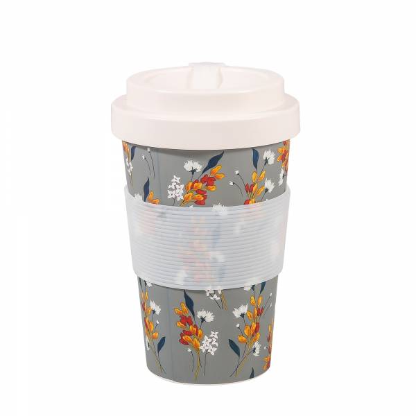 NR67 Grey Flowers Recycled Travel Cup