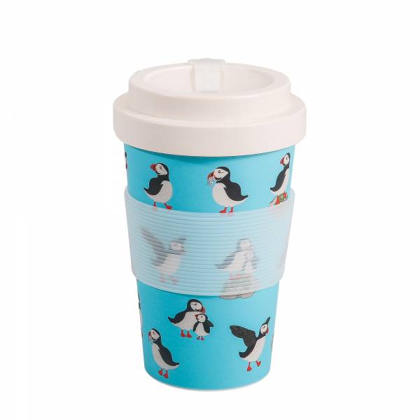 NR78 Blue Multi Puffin Recycled Travel Cup