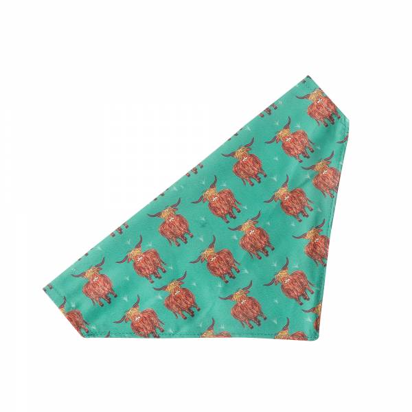 PB06 Teal Highland Cow Dog Bandana x2