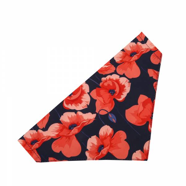 PB56 Navy Poppies Dog Bandana x2