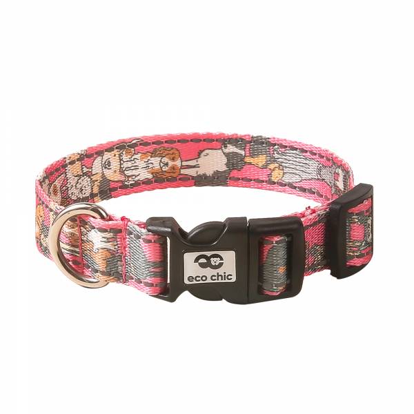 PC05 Pink Dogs Dog Collar Medium 20*355-510mm x2