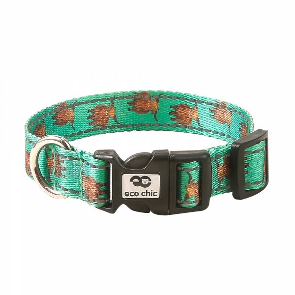 PC06 Teal HighlandCow Dog Collar Medium20*355-510mm x2