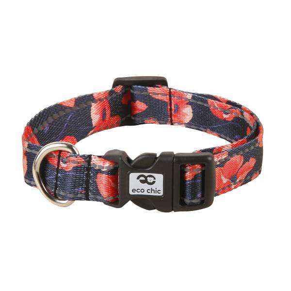 PC56 Navy Poppies Dog Collar Large 25*450-660mm x2