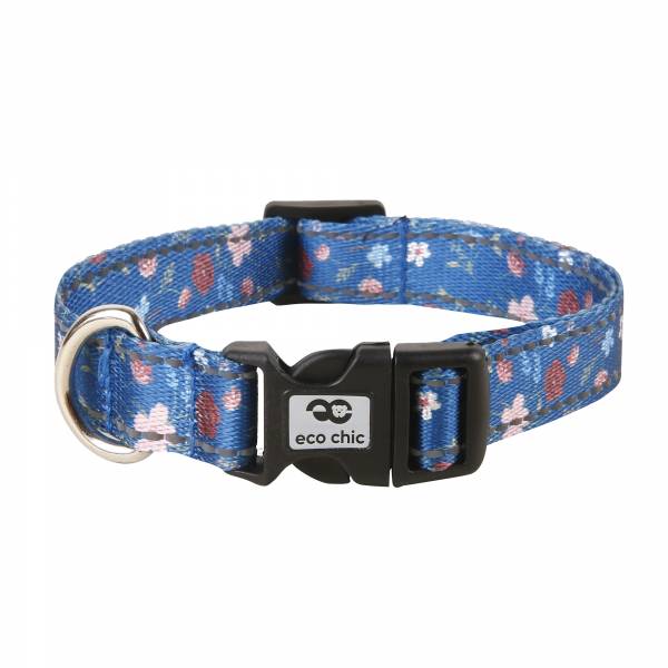 PC61 Navy Floral Dog Collar Large 25*450-660mm x2