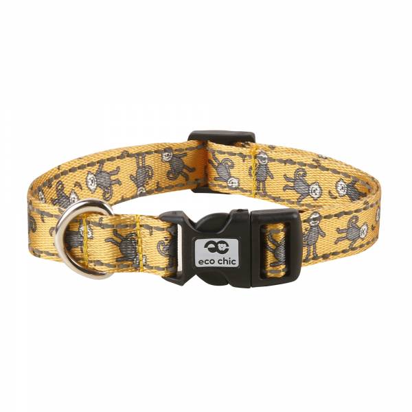 PC90 Mustard Monkeys Dog Collar Medium20*355-510mm x2