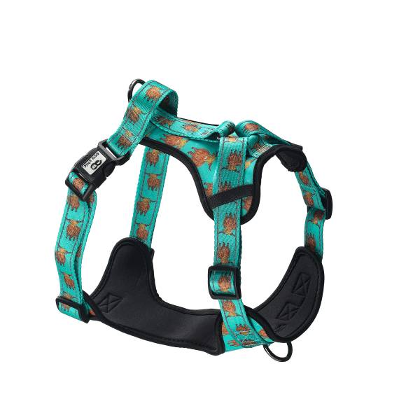 PH06Teal Highland Cow Dog Harness Large49-66cm,19.29-25.98in