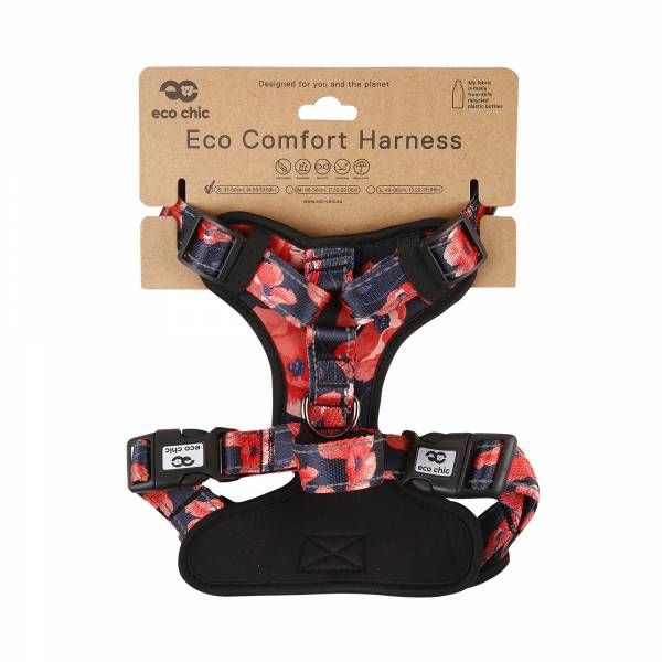 PH56 Navy Poppies Dog Harness Small37-50cm, 14.56-19.69in