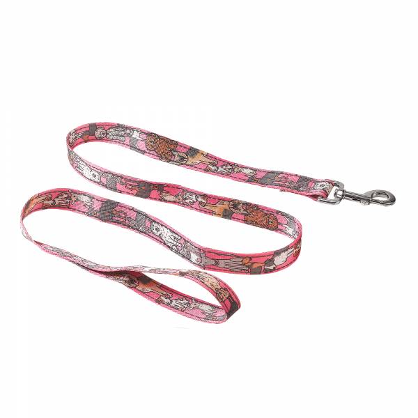 PL05 Pink Dogs Dog Lead Medium/Large 120x25mm x2