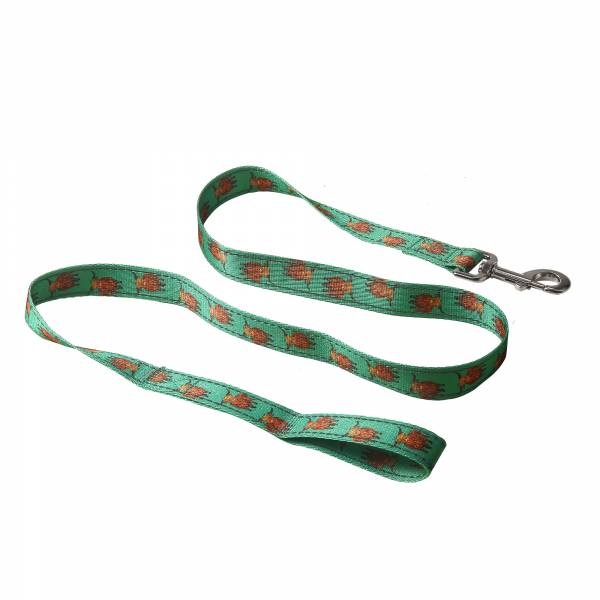 PL06Teal Highland Cow Dog Lead Medium/Large120x25mm x2