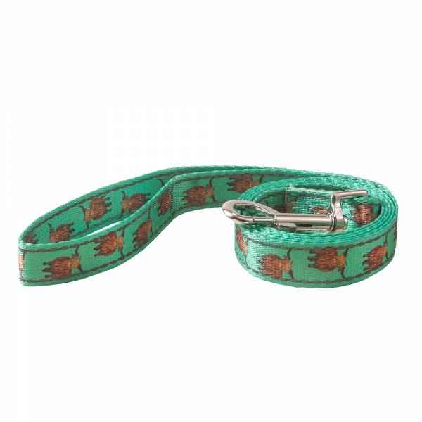 PL06 Teal Highland Cow Dog Lead Small 120x20mm x2