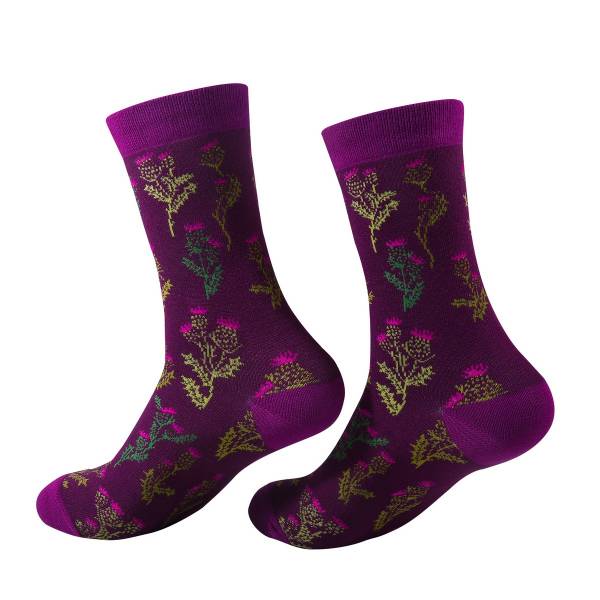 SK16 Purple Thistle Bamboo Sock 4-8