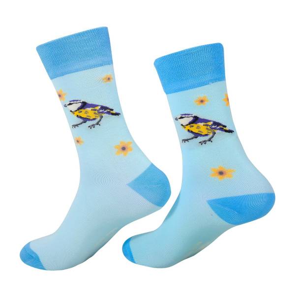 SK19 RSPB Blue Tits Bamboo Sock 4-8