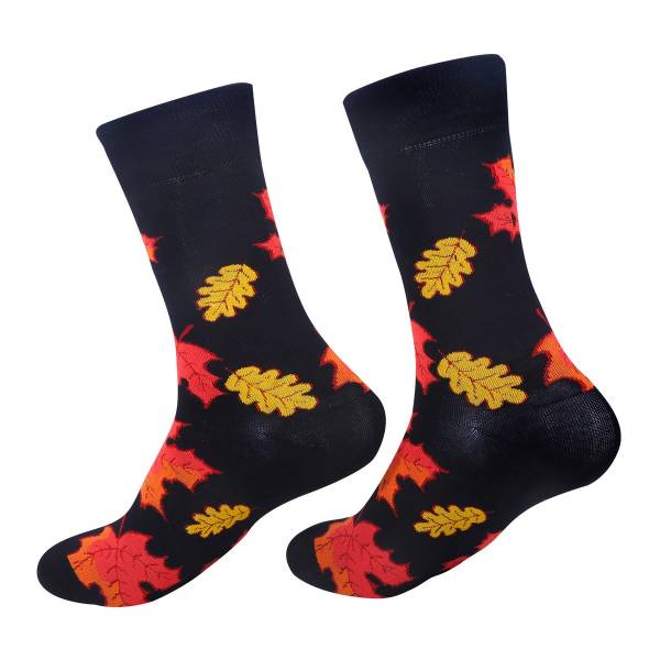 SK22 Black Leaves Bamboo Sock 4-8