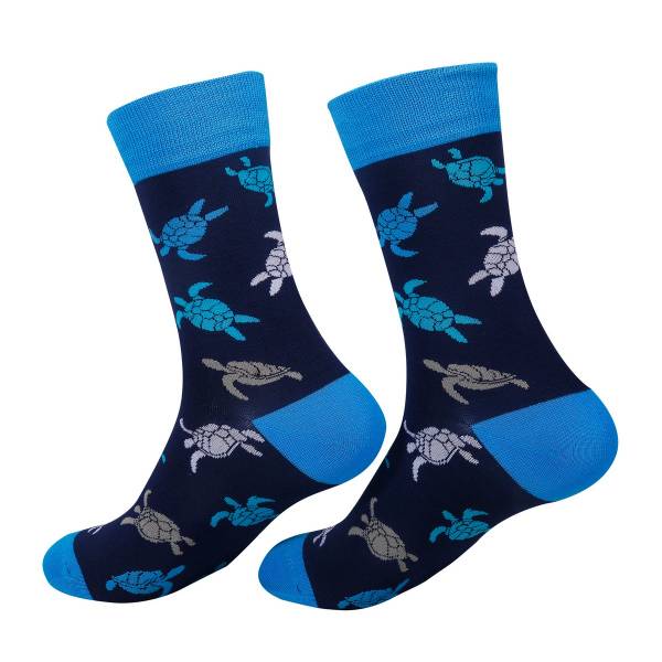 SK23 Navy Turtle Bamboo Sock 4-8