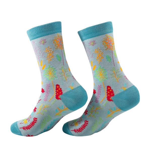 SK82 Blue Lush Floral Bamboo Sock 4-8