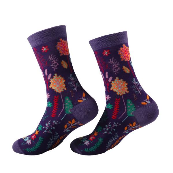 SK82 Purple Lush Floral Bamboo Sock 4-8