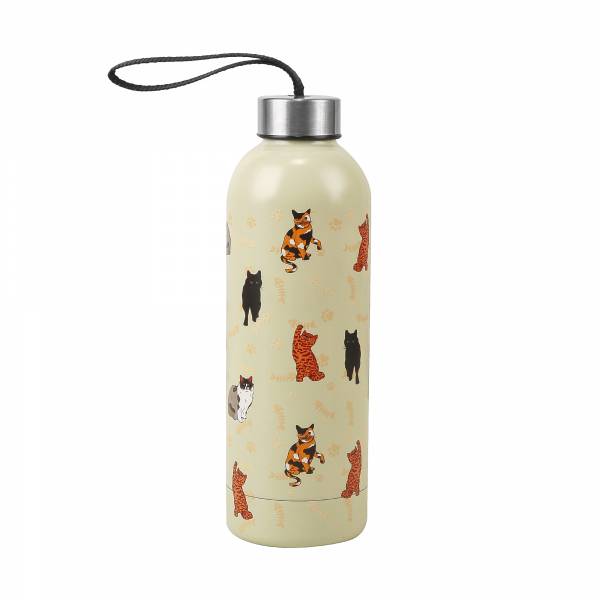 T87 Beige Beloved Cats Thermal Bottle